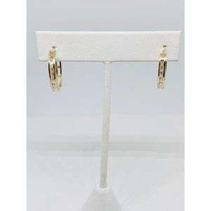 Real 10k Gold Med Hoop Earrings CZ
